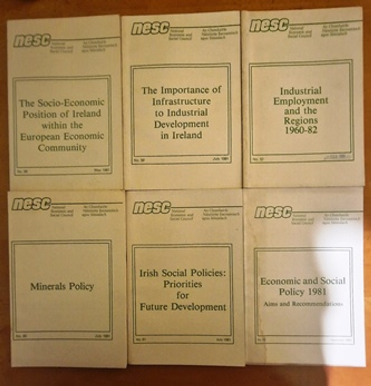 National Economic and Social Council - Ireland ( NESC) 1981 (6 Book Collection)