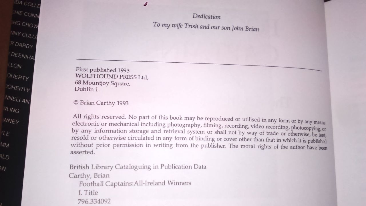 Carthy, Brian  - Football Captains - The All Ireland Winners - 1993 HB GAA 1st Edition