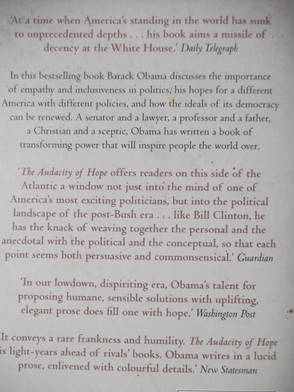 Barack Obama / The Audacity Of Hope