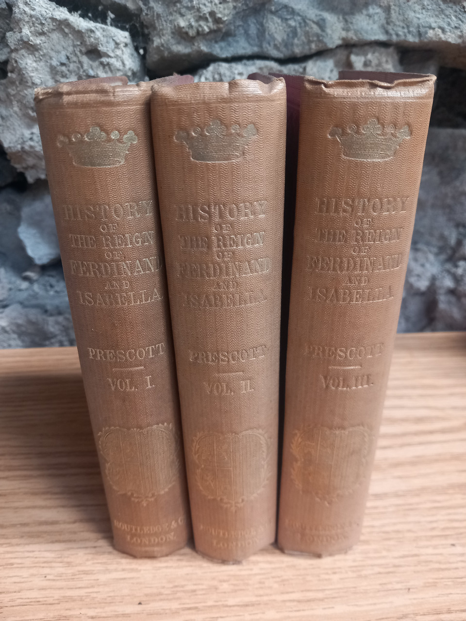 William H. Prescott - History of the Reign of Ferdinand and Isabella - 3 Volume Set - 1859-61 ( Third Edition)  ( Originally 1837)