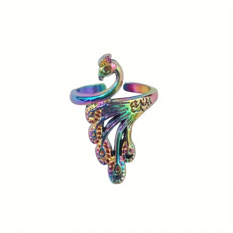 Adjustable Crochet Ring - Peacock - big