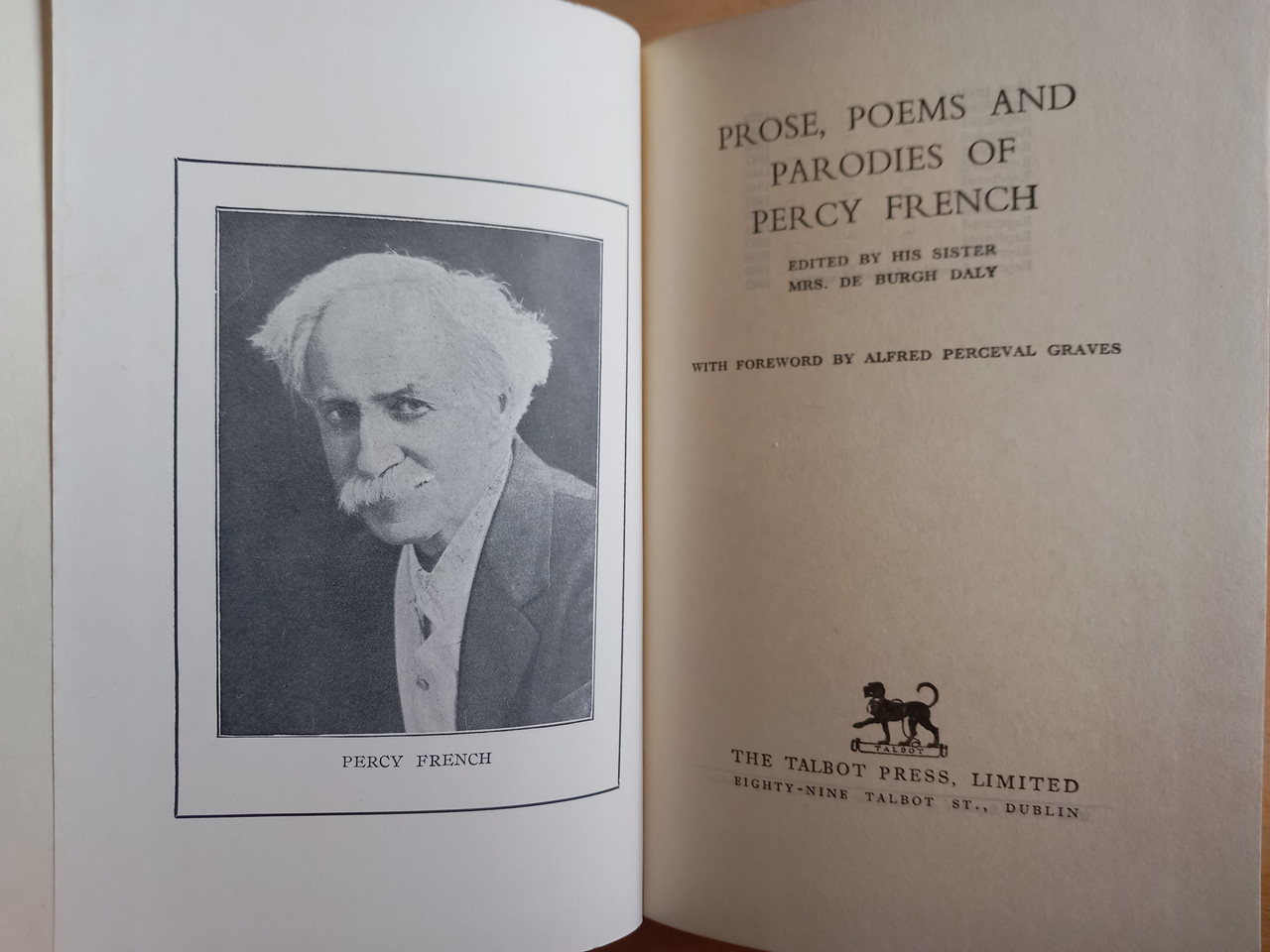 Percy French - Poems Prose and Parodies - HB 1964- Talbot Press