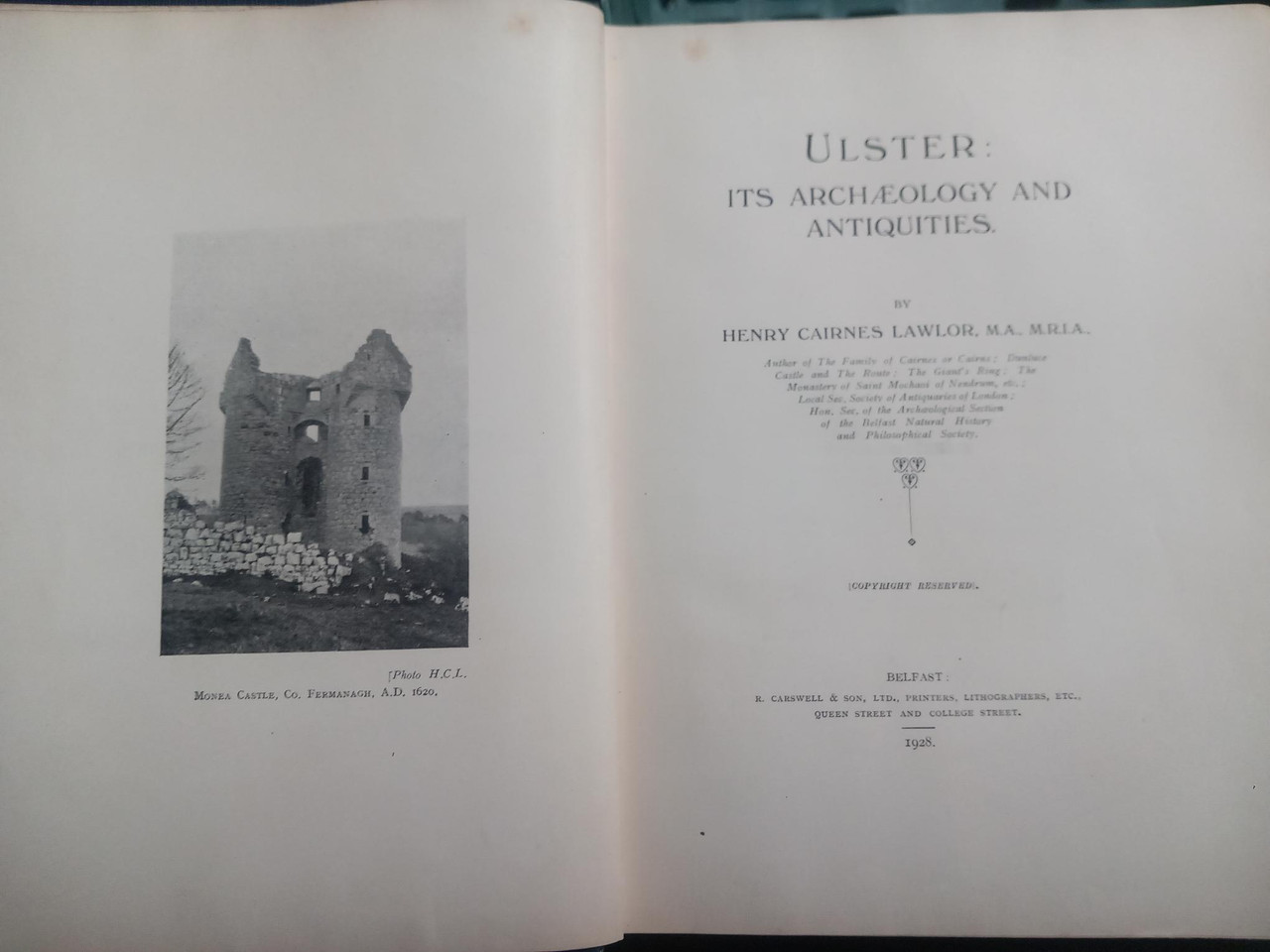Henry Cairnes Lawlor - Ulster : Its Archaeology and Antiquities - HB  1928