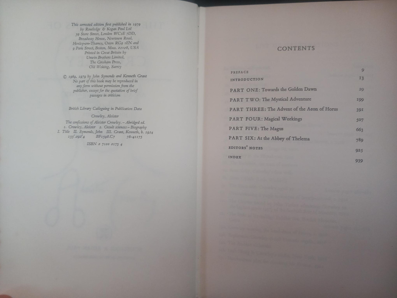 John Symonds & Kenneth Grant ( Editors) - The Confessions of Aleister Crowley  - An Autohagiograpy - HB 1979 ( Corrected Edition)