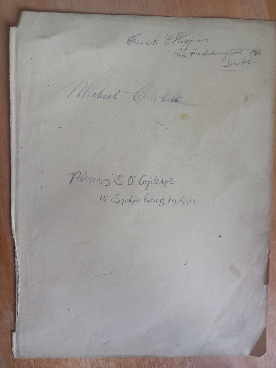 Loosely laid in sheet ( FROM ANOTHER BOOK) with various signatures, including O'Higgins in the upper corner