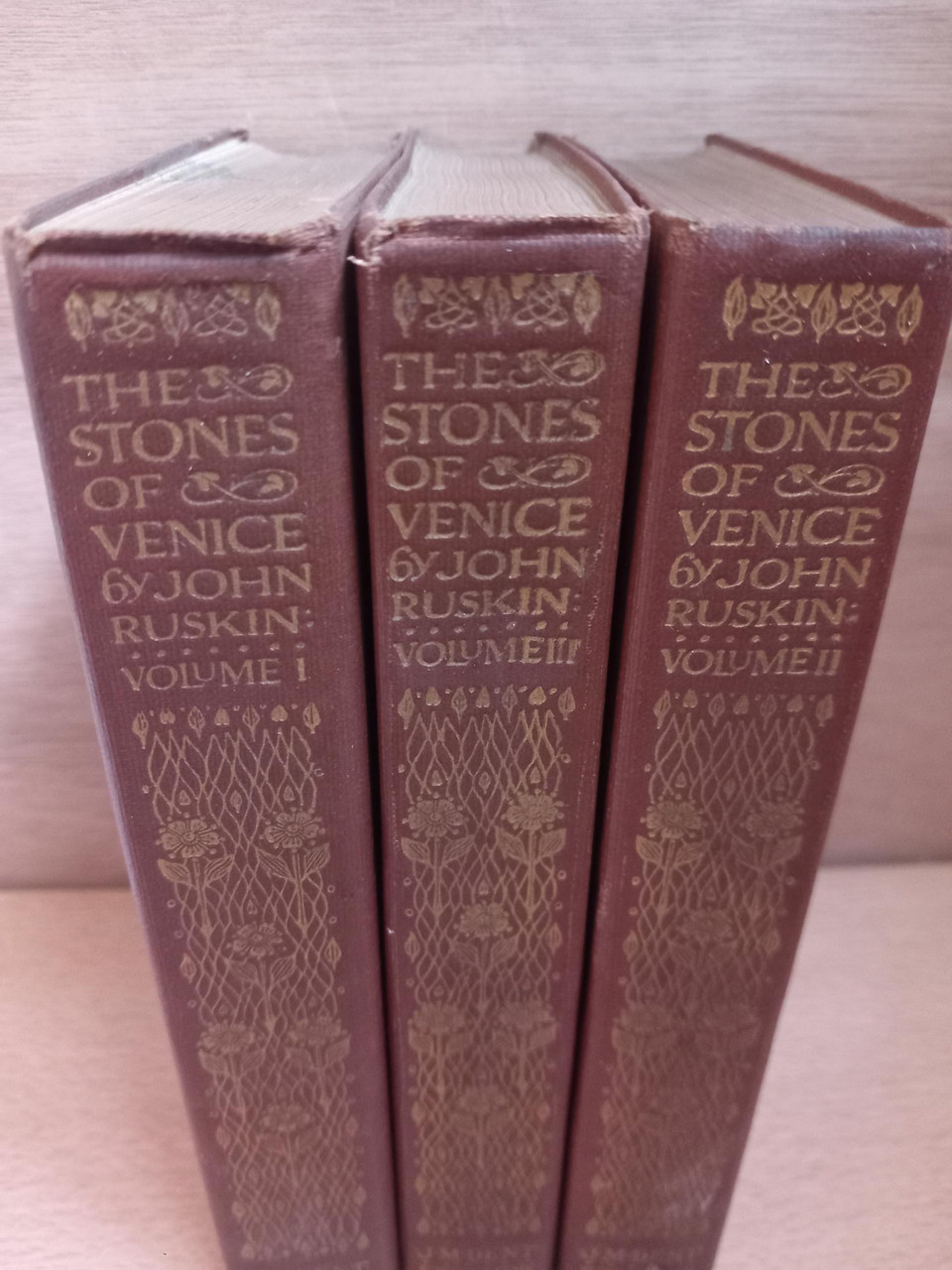 John Ruskin - The Stones of Venice - 3 Volume Complete Set - Dent/ Everyman c 1904