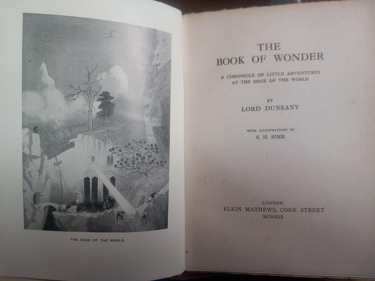 Lord Dunsany ( Edward Plunkett) - The Book of Wonder  ( A Chronicle of Little Adventures at the Edge of the World) - HB 2nd Edition 1919