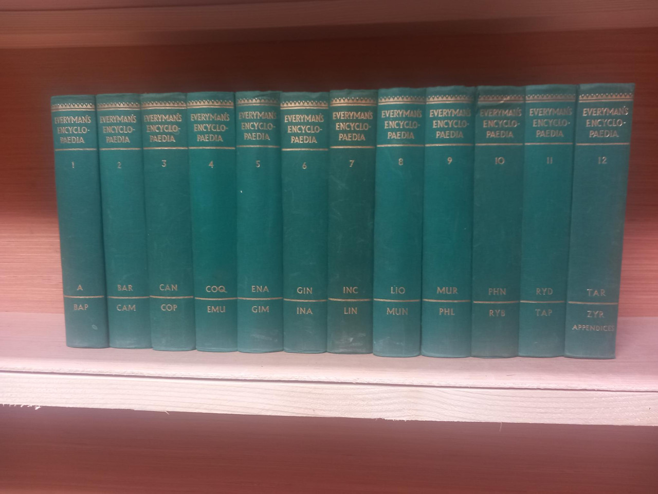 Chambers Encyclopedia - Full 12 Volume 1958 Edition - ( Green Cloth Spines)