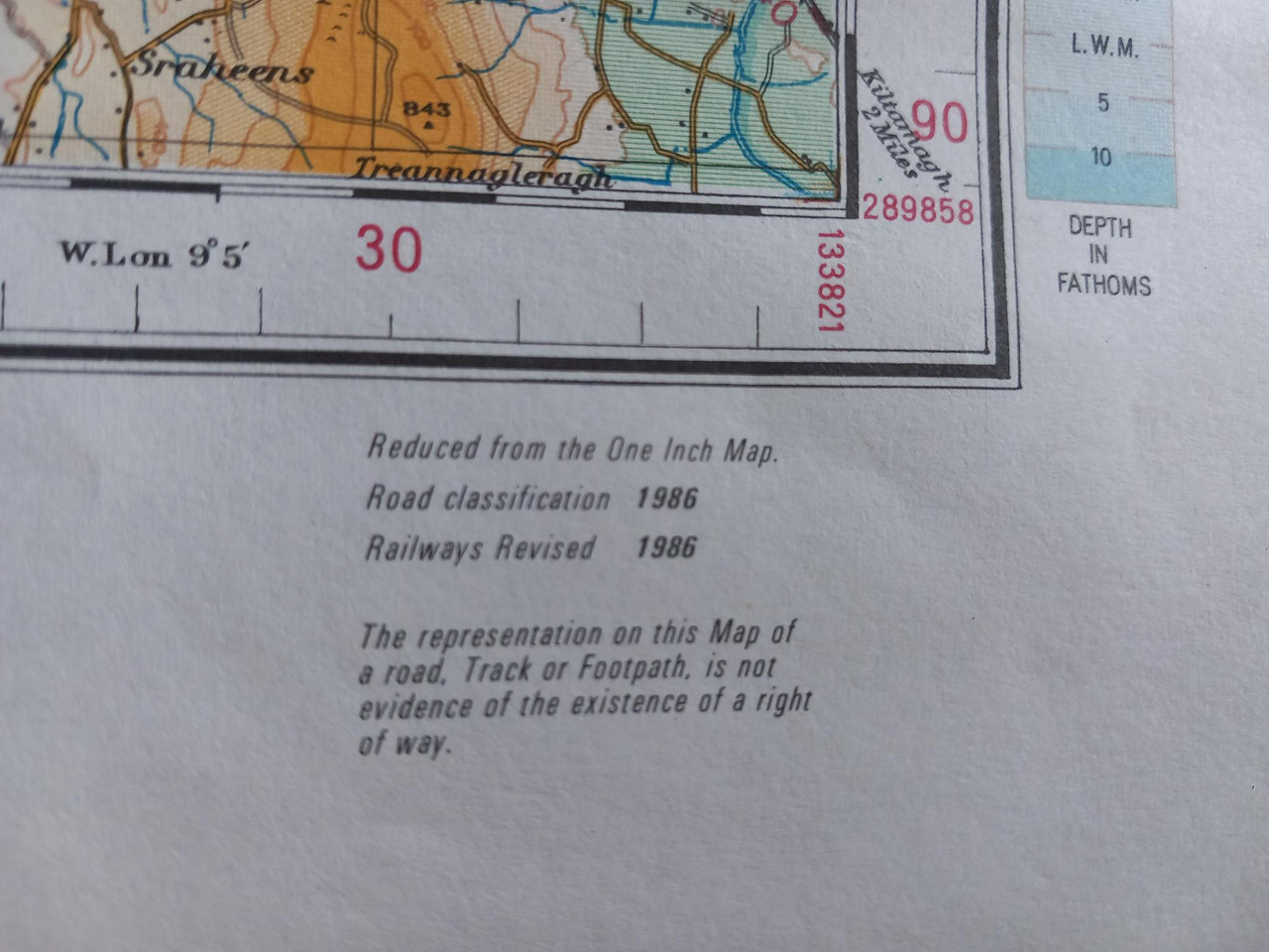 Ordnance Survey Ireland - North Mayo ( Map 6)  Half-Inch to 1 Mile, 1986  ( Scale 1:126720)