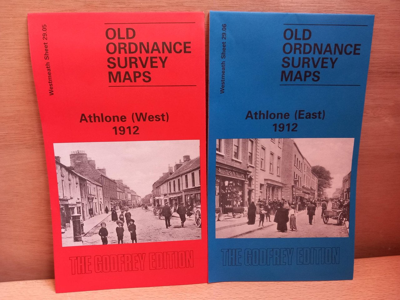 Godfrey Maps - 2 x Athlone Maps ( East & West - 1912) (Ordnance Survey Reproduction) - BRAND NEW