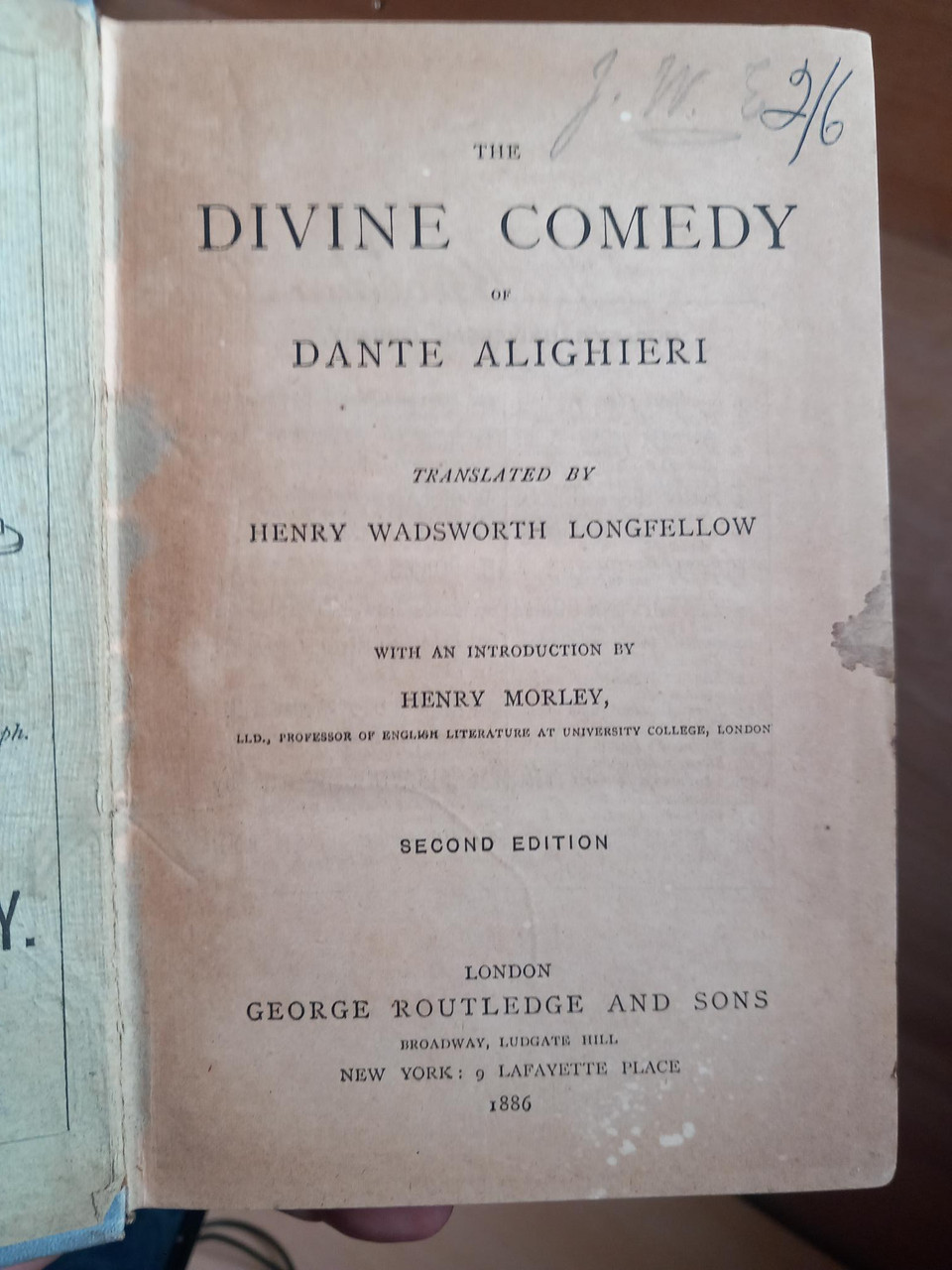 Dante Alighieri - Divine Comedy ( Longfellow Translation ) - HB  Morley Universal Library Edition 1886