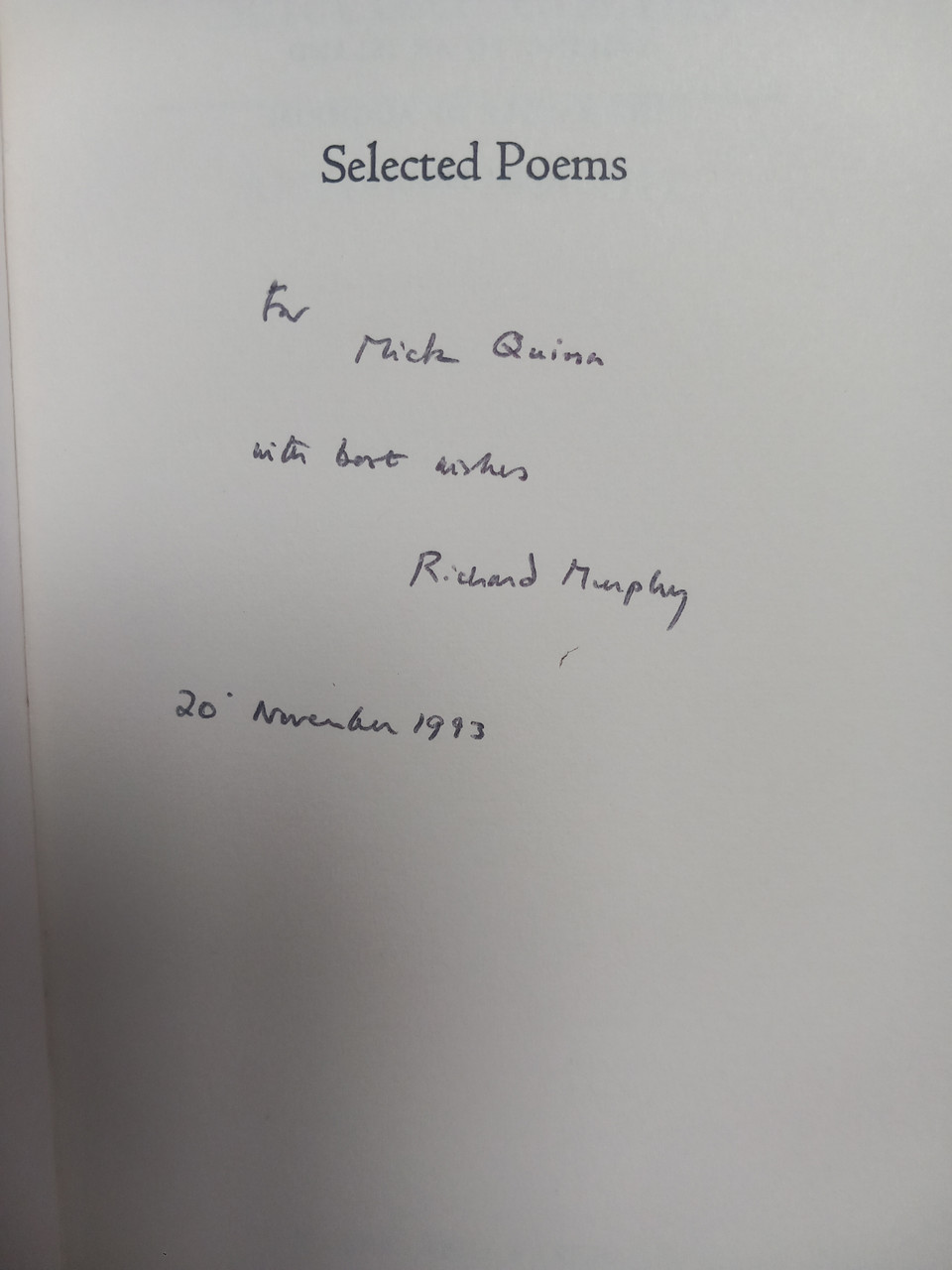 Richard Murphy - Selected Poems - PB - 1979 - SIGNED