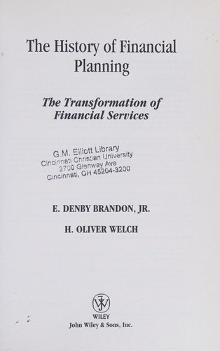 E. Denby Brandon / The history of financial planning (Hardback)