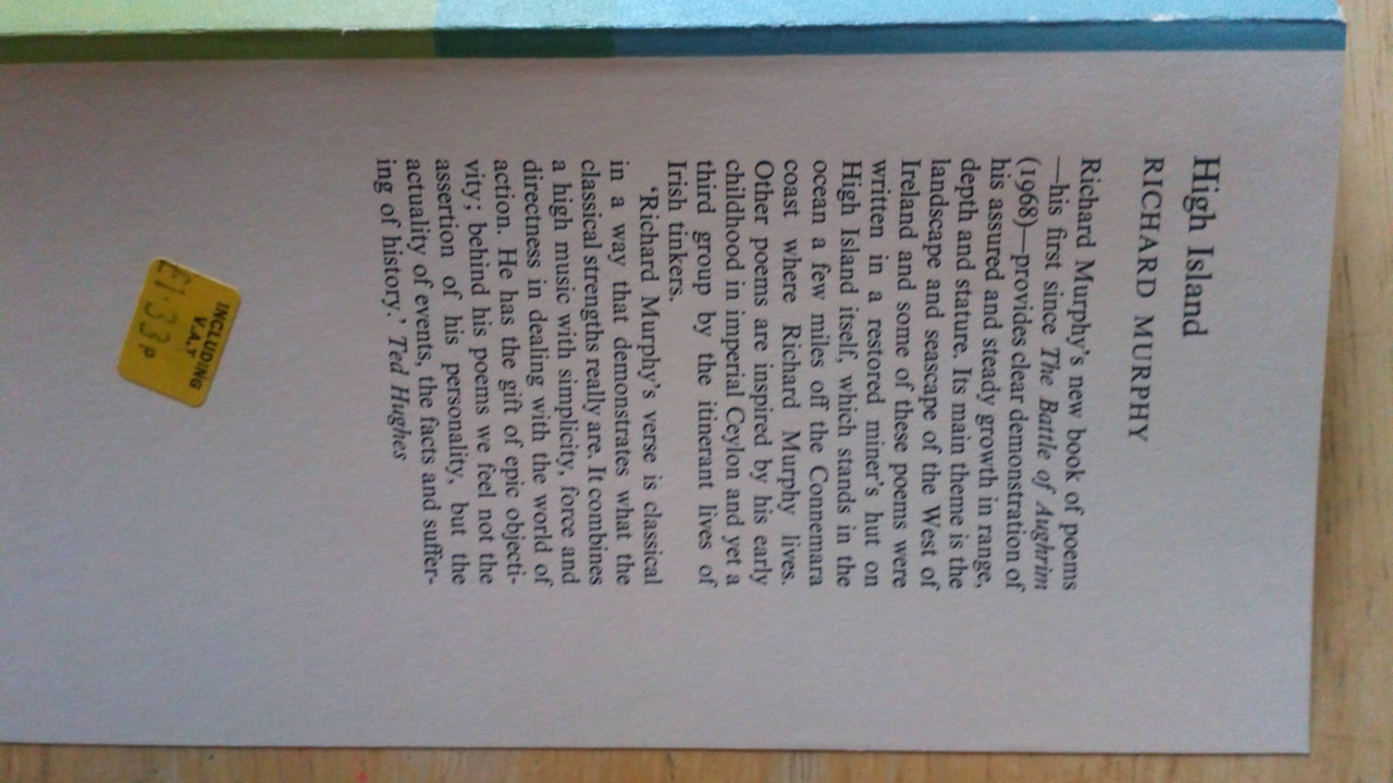 Richard Murphy  - High Island - Faber PB Poetry 1st Edition 1974