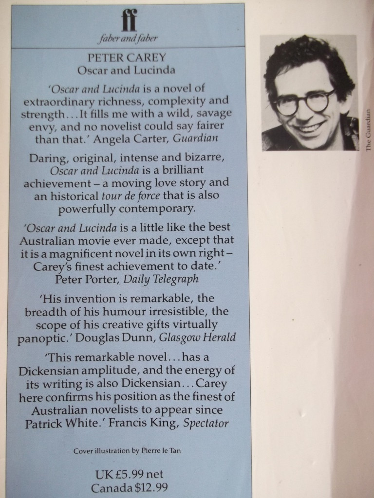 Peter Carey / Oscar and Lucinda - Booker Prize Winner, 1988