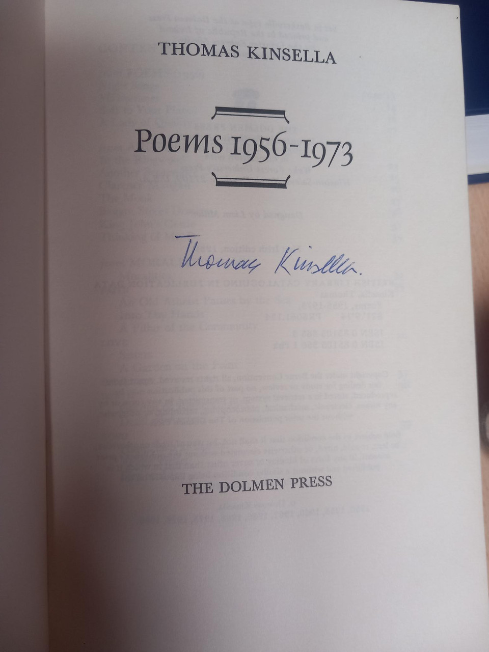 Thomas Kinsella - Poems 1956-1973- SIGNED - Dolmen Press PB - 1980