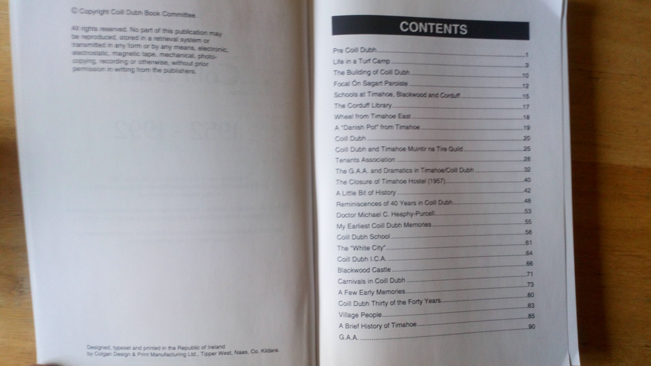 Coill Dubh ( Blackwood Village)  1952- 1992 - Local History Kildare - PB - 2019 Reprint, Originally  1993 - Bord na Móna