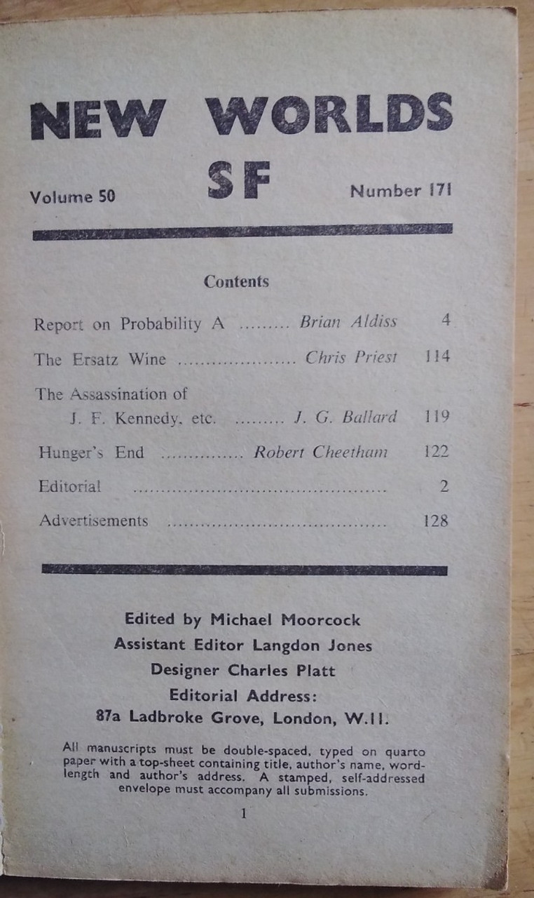 Moorcock, Michael ( Editor) - NEW WORLDS SF 171 - March 1967 - Brian Aldiss, J.G Ballard & Christopher Priest