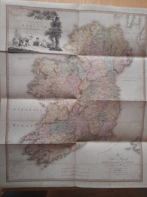 A New Map of Ireland - Folded Colour Facsimile Map ( 1797) in Marbled Slipcase 