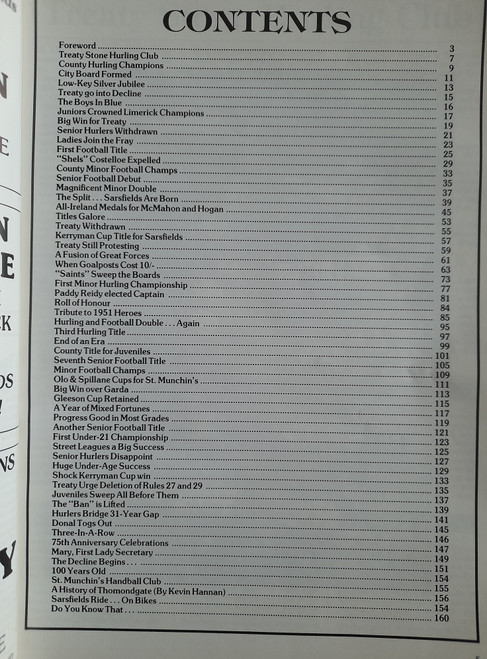Tony Williams ( Editor) - The Boys in Blue 1886-1987 :  History of St. Munchin's Parish G.A.A. : [Treaty Stone Hurling Club, Treaty G.A.A. Club, Seoirse Clancy's, St. Munchin's C.B.S., Sarsfields, Treaty Sarsfields  - Limerick GAA