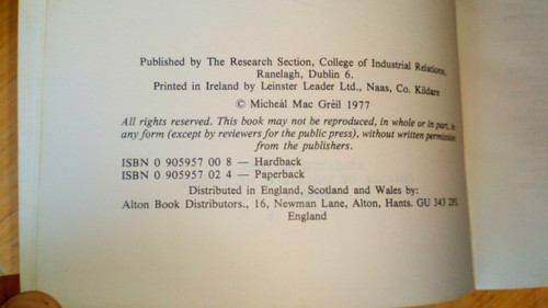 Mac Gréil, Mícheál - Prejudice and Tolerance in Ireland - PB - SIGNED - Sociology 1977