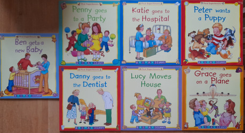 Gibbs, Lynne - BRIMAX First Experiences Series - 7 Book Lot - Grace Goes on a Plane, Lucy Moves House, Danny Goes to the Dentist,  Penny Goes to a Party, Katie Goes to the Hospital, Peter Wants a Puppy, Ben Gets a New Baby Sister - For Ages 3-5 