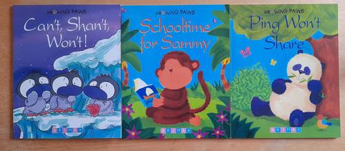 BRIMAX Growing Pains Series - 3 Book Lot -: Can't Shan't Won't , Schooltime For Sammy,  Ping Won't Share - For Ages 3-5 