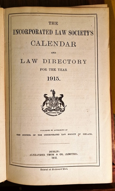 1915 The Incorporated Law Society's Calendar and Law Directory