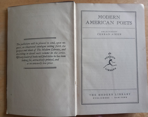 Conrad Aiken ( Editor) - Modern American Poets - HB Modern Library Edition 1927