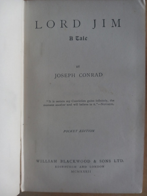 Joseph Conrad - Lord Jim ( Vintage HB - 1932 -  Originally 1900)