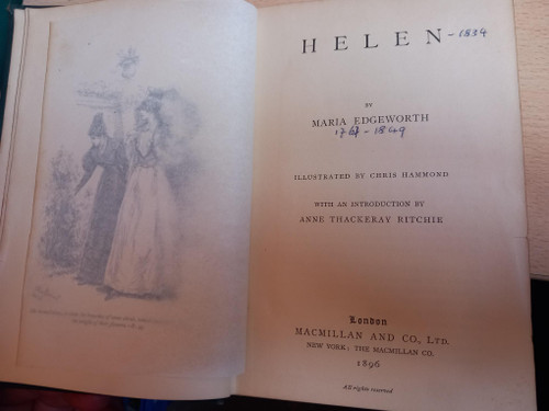 Maria Edgeworth - Helen ( Illustrated by Chris Hammond ) - HB - 1896 (Originally 1834)