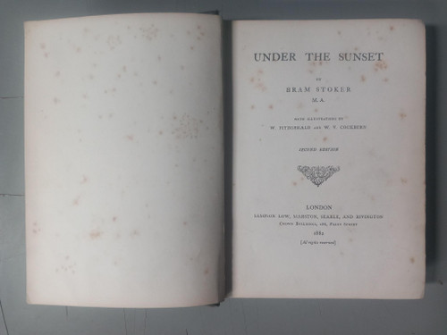 Bram Stoker - Under the Sunset - 2nd Edition HB 1882 (Illustrated by W Fitzgerald & W.V Cockburn)