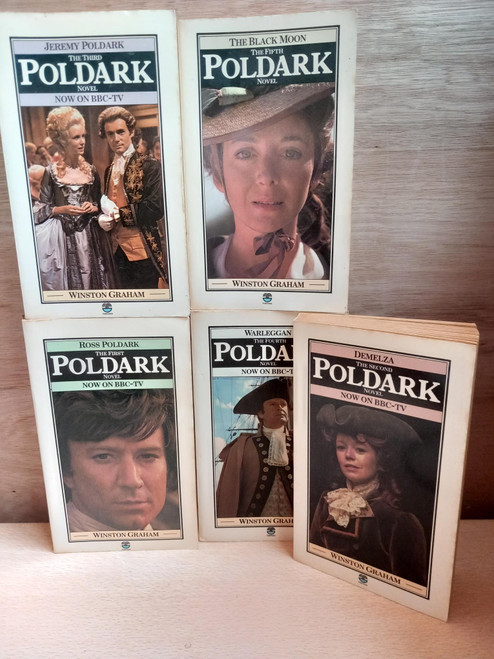 Winston Graham - Poldark Series ( BOOKS 1-5) - Vintage Fontana PB - (Ross Poldark, Demelza, Jeremy Poldark, Warleggan, The Black Moon)  1975