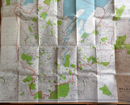 Geographia - Belfast City PLAN 1973 - Vintage Folded City Map  (4.5 inches to 1 mile)