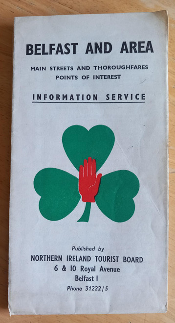 Northern Ireland Tourist Board - Belfast and Area Map ( Dual sided) - c 1960