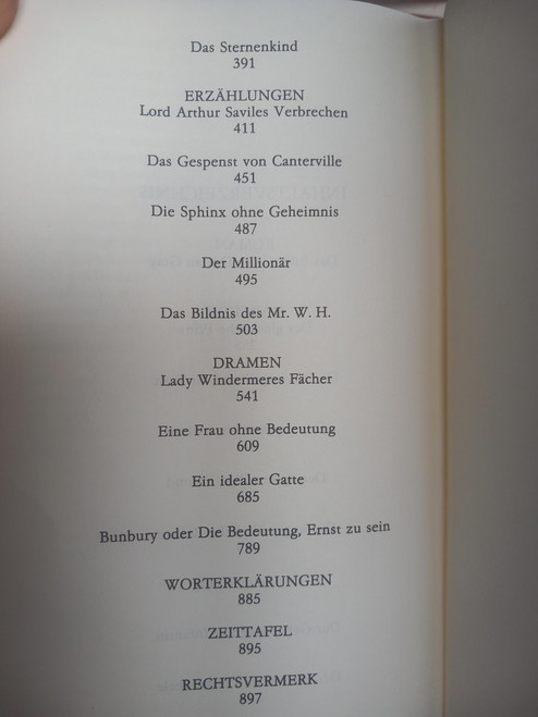 Oscar Wilde - Ausgewalte Werke - HB ( GERMAN language edition) - 1999