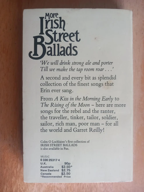 Colm Ó Lochlainn (Editor) - More Irish Street Ballads - 18th & 19th Century Irish Ballads in English -PB 1978 ( Originally 1939)