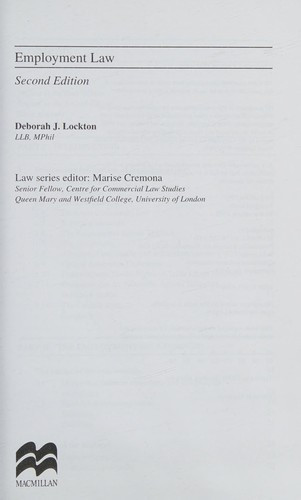 Deborah J. Lockton / Employment Law (Large Paperback)
