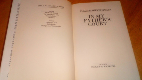 Singer, Isaac Bashevis - In My Father's Court HB 1st ED Memoir Poland