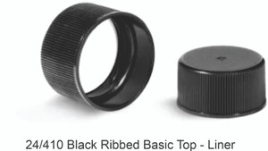 Bottle Caps, Black Ribbed, Lined, 20/410 & 24/410 openings Bottle Caps, Black Ribbed, Lined, 20/410 & 24/410 openings