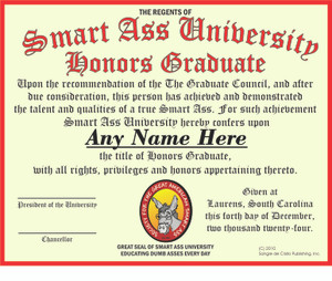Honors Graduate Certificate, Personalized Funny Gag Gift, Joke Gift, Office Birthday Christmas Gift, April Fools Joke Honors Graduate Certificate, Personalized Funny Gag Gift, Joke Gift, Office Birthday Christmas Gift, April Fools Joke