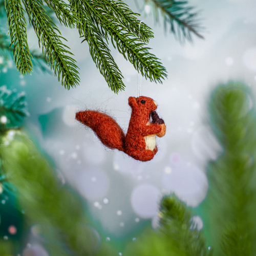 Squirrel with Acorn Felt Decoration