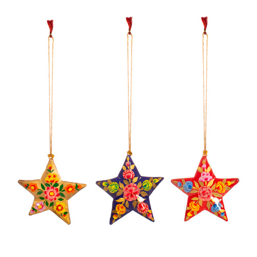 Kashmiri Paper Mache Floral Star Assorted