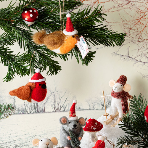 Skiing Mouse Felt Hanging Decoration