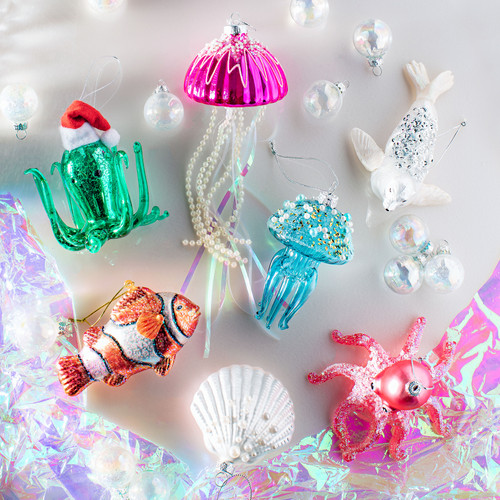 Pink Glitter Octopus Shaped Bauble