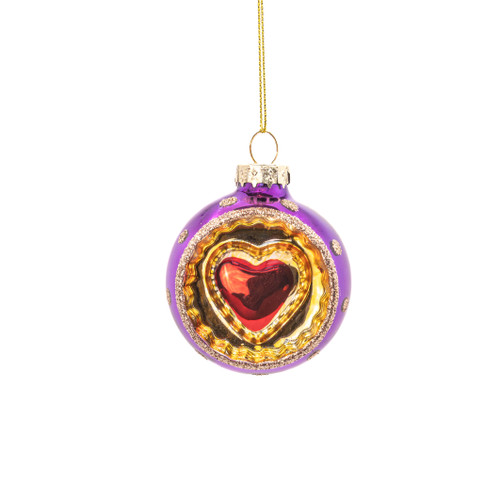 Indented Heart Bauble - Assorted