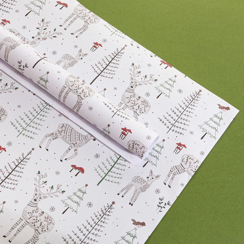 Winter Forest Folk Deer Wrapping Paper