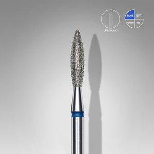 Diamond nail drill bit flame blue EXPERT head diameter 2,3 mm / working part 10 mm