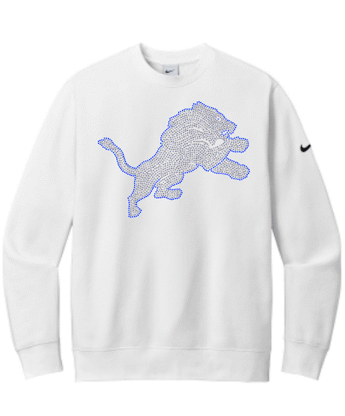 Lions Nike Clear Rhinestone Crewneck