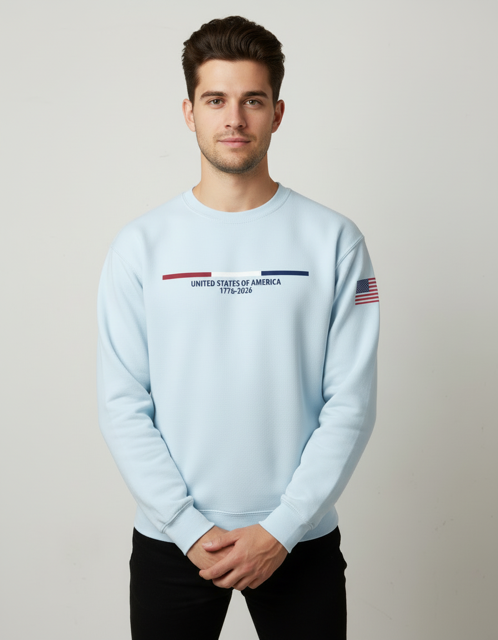 USA Embroidered Flag Unisex Crewneck